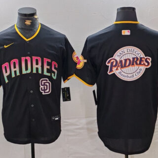 Men's San Diego Padres Black Team Big Logo Cool Base Stitched Baseball Jerseys