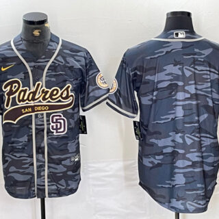 Men's San Diego Padres Blank Gray Camo Cool Base Stitched Baseball Jersey