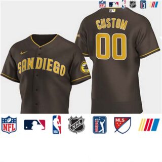 Men's San Diego Padres Custom Nike 2020 Alternate Brown Flexbase Jersey