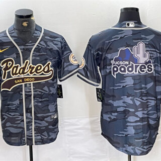 Men's San Diego Padres Gray Camo Team Big Logo Cool Base Stitched Baseball Jersey