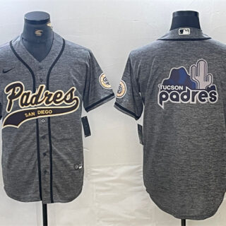 Men's San Diego Padres Gray Team Big Logo Cool Base Stitched Baseball Jersey
