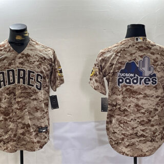 Men's San Diego Padres Tan Camo Team Big Logo Cool Base Stitched Baseball Jerseys