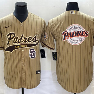 Men's San Diego Padres TanTeam Big Logo In Back Cool Base With Patch Stitched Baseball Jersey