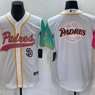 Men's San Diego Padres White Team Big Logo City Connect Cool Base With Patch Stitched Baseball Jersey