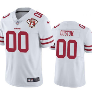 Men's San Francisco 49ers #00 Custom Name Number Jersey White 75th Anniversary Jersey