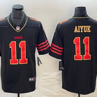 Men's San Francisco 49ers #11 Brandon Aiyuk Black Gold Stitched Jersey