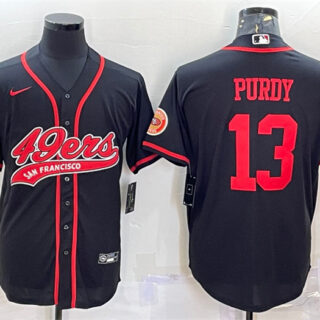 Men's San Francisco 49ers #13 Brock Purdy Black With Patch Cool Base Stitched Baseball JerseyS