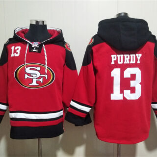 Men's San Francisco 49ers #13 Brock Purdy Red Black Ageless Must-Have Lace-Up Pullover Hoodie