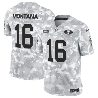 Men's San Francisco 49ers #16 Joe Montana 2024 F.U.S.E Arctic Camo Salute To Service Limited Stitched Football Jersey