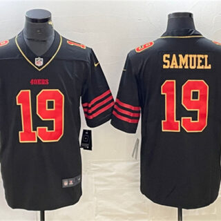 Men's San Francisco 49ers #19 Deebo Samuel Black Gold Stitched Jersey