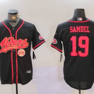Men's San Francisco 49ers#19 Deebo Samuel Black With Patch Cool Base Stitched Baseball Jerseys