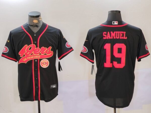 Men's San Francisco 49ers#19 Deebo Samuel Black With Patch Cool Base Stitched Baseball Jerseys