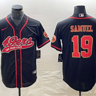 Men's San Francisco 49ers #19 Deebo Samuel Black With Patch Cool Base Stitched Baseball Jersey