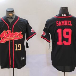 Men's San Francisco 49ers#19 Deebo Samuel Black With Patch Cool Base Stitched Baseball Jersey