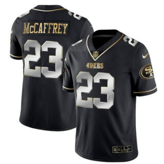 Men's San Francisco 49ers #23 Christian McCaffrey Black Gold Stitched Jersey
