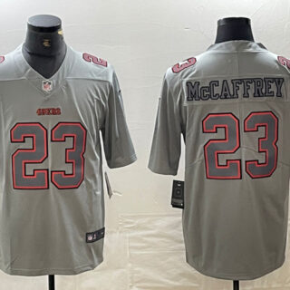 Men's San Francisco 49ers #23 Christian McCaffrey Grey Atmosphere Fashion Stitched Jersey