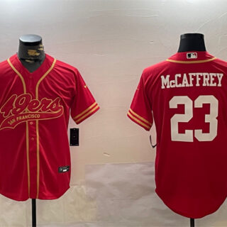 Men's San Francisco 49ers #23 Christian McCaffrey Red Cool Base Stitched Baseball Jersey