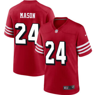 Men's San Francisco 49ers #24 Jordan Mason Red Stitched Game Football Jersey