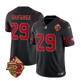 Men's San Francisco 49ers #29 Talanoa Hufanga Black 2023 F.U.S.E. 50th Patch Vapor Limited Stitched Football Jersey