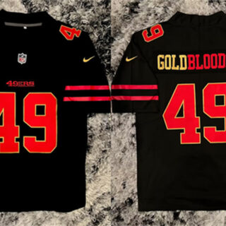 Men's San Francisco 49ers #49 GoldBlooded Black Stitched Jersey