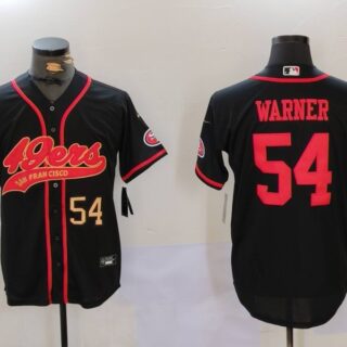 Men's San Francisco 49ers #54 Fred Warner Black With Patch Cool Base Stitched Baseball Jerseys
