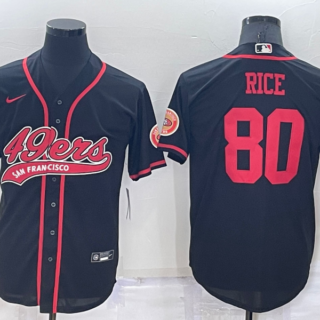 Men's San Francisco 49ers #80 Jerry Rice Black Cool Base Stitched Baseball Jersey
