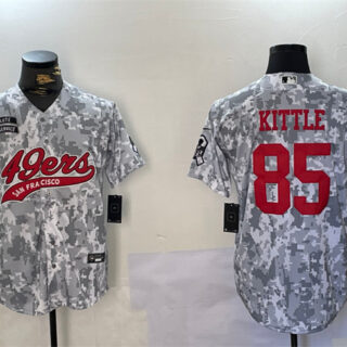 Men's San Francisco 49ers #85 George Kittle 2024 Arctic Camo Salute To Service Stitched Baseball Jersey