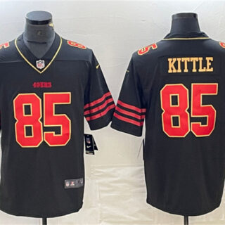 Men's San Francisco 49ers #85 George Kittle Black Gold Stitched Jersey