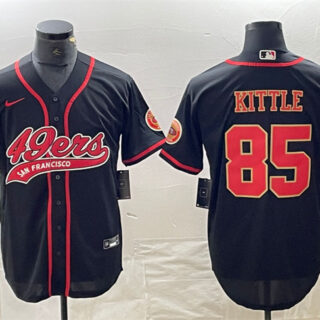 Men's San Francisco 49ers #85 George Kittle Black With Patch Cool Base Stitched Baseball Jersey