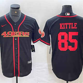 Men's San Francisco 49ers #85 George Kittle Black With Patch Cool Base Stitched Baseball Jersey