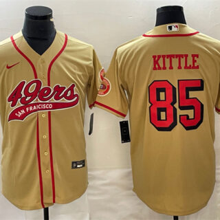 Men's San Francisco 49ers #85 George Kittle New Gold Cool Base Stitched Baseball Jersey