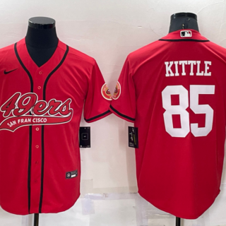 Men's San Francisco 49ers #85 George Kittle Red Cool Base Stitched Baseball Jersey