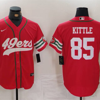 Men's San Francisco 49ers #85 George Kittle Red With Patch Cool Base Stitched Baseball Jersey