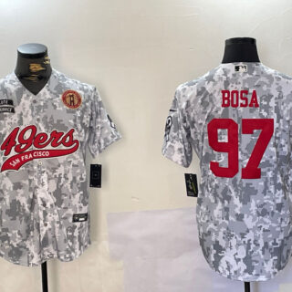 Men's San Francisco 49ers #97 Nick Bosa 2024 Arctic Camo Salute To Service Stitched Baseball Jerseys