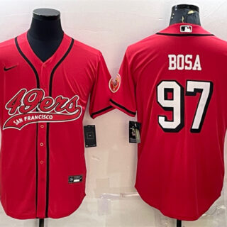 Men's San Francisco 49ers #97 Nick Bosa New Red With Patch Cool Base Stitched Baseball Jersey
