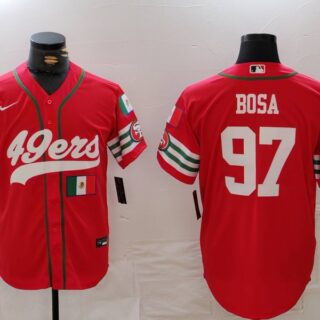 Men's San Francisco 49ers #97 Nick Bosa Red With Patch Cool Base Stitched Baseball Jerseys