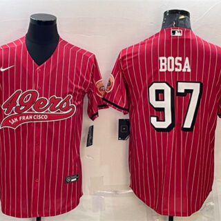 Men's San Francisco 49ers #97 Nick Bosa Red With Patch Cool Base Stitched Baseball Jersey