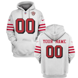 Men's San Francisco 49ers Active Custom 2021 White 75th Anniversary Pullover Hoodie