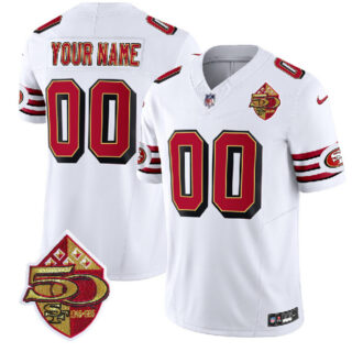 Men's San Francisco 49ers Active Player Custom White 2023 F.U.S.E. 50th Patch Vapor Untouchable Limited Stitched Football Jersey
