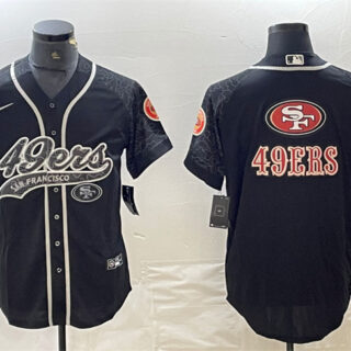 Men's San Francisco 49ers Black Reflective Team Big Logo With Patch Cool Base Stitched Baseball Jersey