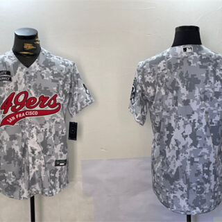 Men's San Francisco 49ers Blank 2024 Arctic Camo Salute To Service Stitched Baseball Jersey
