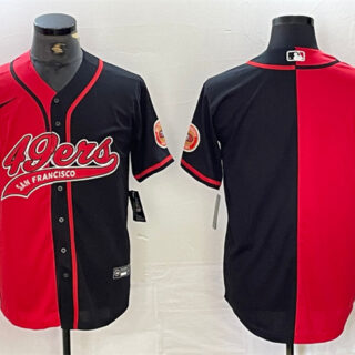 Men's San Francisco 49ers Blank Red Black Split With Patch Cool Base Stitched Baseball Jersey