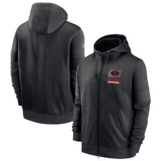 Men's San Francisco 49ers New 2020 Nike Gray Black Fan Gear Mascot Performance Full Zip Hoodie