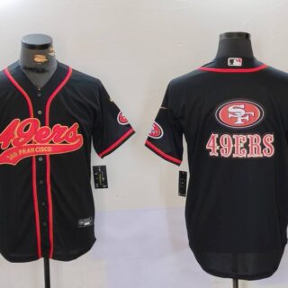 Men's San Francisco 49ers Team Big Logo Black With Patch Cool Base Stitched Baseball Jerseys