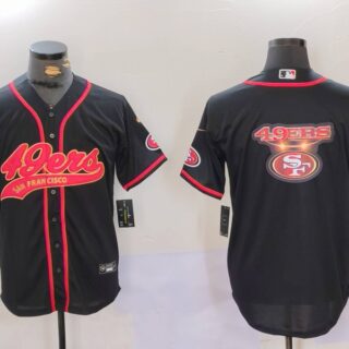 Men's San Francisco 49ers Team Big Logo Black With Patch Cool Base Stitched Baseball Jerseys