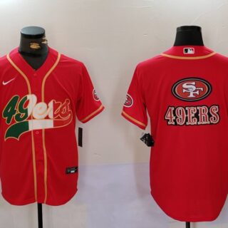 Men's San Francisco 49ers Team Big Logo Red With Patch Cool Base Stitched Baseball Jerseys