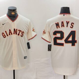 Men's San Francisco Giants #24 Willie Mays Cream Stitched Baseball Jersey