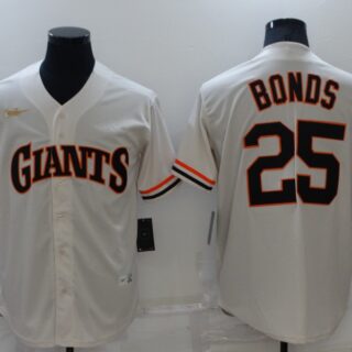 Men's San Francisco Giants #25 Barry Bonds Cream Cool Base Stitched Jersey