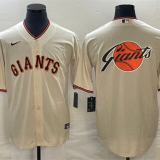 Men's San Francisco Giants Cream Team Big Logo Cool Base Stitched Baseball Jersey