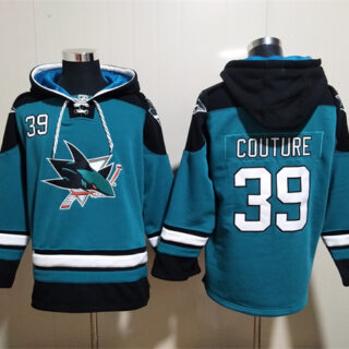 Men's San Jose Sharks #39 Logan Couture Teal Ageless Must-Have Lace-Up Pullover Hoodie